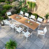 Table de jardin extensible aluminium blanche 200/300cm