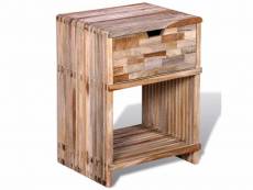 Table de nuit chevet commode armoire meuble chambre avec tiroir bois de teck recyclé helloshop26 1402159