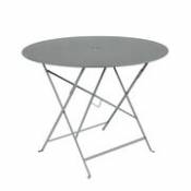 Table pliante Bistro / Ø 96 cm - 5 personnes / Trou parasol - Fermob gris en métal