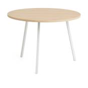 Table ronde en chêne et acier blanc 105cm Loop Stand