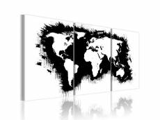 Tableau - carte du monde en noir et blanc 120x60 cm
