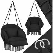 Tectake - Fauteuil suspendu avec un coussin d'assise épais - noir