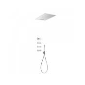 Tres - Kit de douche thermostatique électronique et encastré shower technology avec contrôle électronique compris (blanc) 092864