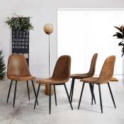 Urban Meuble - Lot de 4 chaises scandinaves salle à manger vintage marron