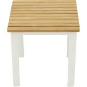 Venture Home - Petite table d'appoint extérieure carré en alu et teck Mexico Blanc - Blanc