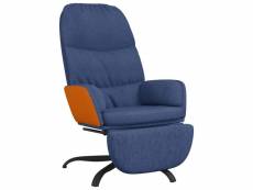 Vidaxl chaise de relaxation avec repose-pied bleu tissu