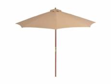 Vidaxl parasol d'extérieur avec mât en bois 300 cm taupe 44496