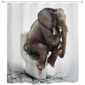 Xinuy - Rideau de douche éléphants, éléphant penseur animaux sauvages éléphants gros plan noir gris polyester tissu imprimé rideaux de salle de bain