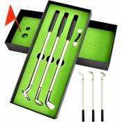 Yozhiqu - Ensemble de stylos de golf, 3 stylos à bille pour clubs de golf, mini balle de golf de bureau avec boîte cadeau noire