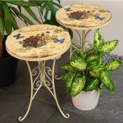 2x table d'appoint bistrot fleurs terrasses mobilier