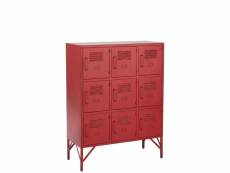 Armoire 9 tiroirs metal rouge (86x41x113,5cm) type industriel loft john 97861