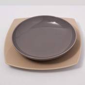 Assiettes creuses porcelaine Gris - D 22 cm - Siviglia