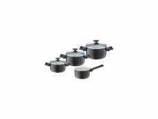 Berndes set de 4 casseroles clever alu special elegance - o 16-20-24-26 cm - noir et transparent