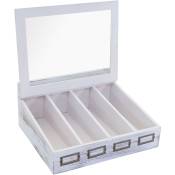 Boîte de couverts HHG 211, avec couvercle, paulownia, 37x33x17cm shabby blanc - white