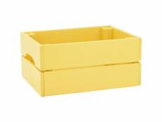 Caisse de rangement en pin petit modèle 31 x 25 15 cm jaune