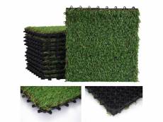 Carreau d'herbe wpc-e13, carrelage à pelouse, tapis de gazon, balcon/terrasse, 11pièces à 30x30cm