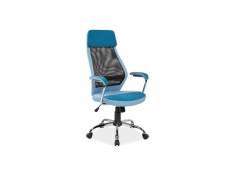 Chaise de bureau à roulettes - q336 - 65 x 50 x 117 cm - bleu