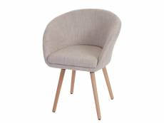 Chaise de salle à manger malmö t633, fauteuil, design rétro des années 50 ~ tissu, crème/gris