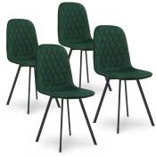 CHAISES LIVIO - Lot de 4 chaises en tissu vert velours
