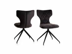 Duo de chaises tissu anthracite-métal - lidiane - l 47 x l 47 x h 86 cm - neuf