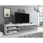 E-com Meuble TV, Bois, Blanc/Gris, 180 cm