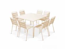 Ensemble table de jardin et 8 chaises en métal ivoire - palavas