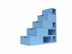 Escalier cube de rangement hauteur 125 cm bleu pastel
