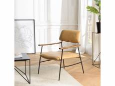 Gaston - fauteuil vintage cuir structure métallique noire