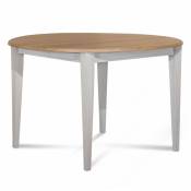 Hellin - Table ronde bois D115 cm avec 1 allonge et Pieds fuseau - victoria - Blanc
