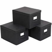 Helloshop26 Lot de 3 boîtes de rangement 40 x 30 x 25 cm noir 12_0000085