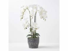 Homescapes grande orchidée artificielle blanche en pot en céramique foncé 82 cm AP1584