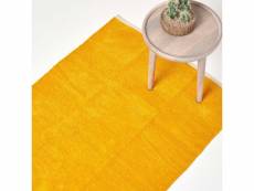 Homescapes tapis chenille uni en 100% coton jaune moutarde - 110 x 170 cm RU1240E