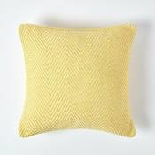 Housse de coussin Halden jaune à motif chevrons en coton, 45 x 45 cm - Jaune - Homescapes