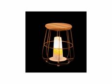 Lampe de table bois-acier n°2 - malamute - l 36,5 x l 36,5 x h 44,5 cm - neuf