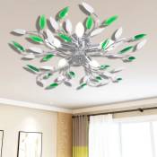Lampe plafond verte et blanche avec bras crystal pour
