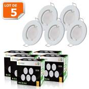 Lampesecoenergie - Lot de 5 Spot led complete ronde fixe eq. 50w blanc chaud