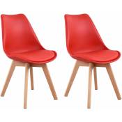 Lot de 2 chaises scandinaves nora rouge avec coussin - red