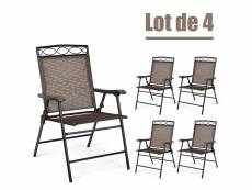Lot de 4 chaises de jardin en fer et en textilène pliantes avec accoudoirs 48x64x90 cm 20_0000748