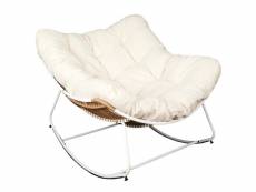 Merida - fauteuil à bascule blanc avec assise capitonnée et bouclettes