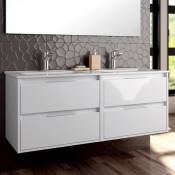 Meuble de salle de bain 120cm simple vasque - 4 tiroirs - sans miroir - blanc - iris - Blanc