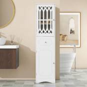 Meuble de salle de bain, armoire de salle de bain avec un tiroir, deux compartiments de rangement, étagères réglables-Blanc - Blanc - Verslife
