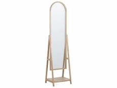 Miroir sur pied avec étagère en bois clair chambery 330458