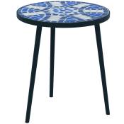 Outsunny Table bistro ronde de jardin table d'extérieur plateau mosaïque céramique acier Ø35 x 45,5H cm noir