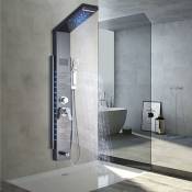 Ouyifan - Panneau de douche à lumière led avec système de panneau de colonne de douche à jet de massage spa pour salle de bain,Le noir