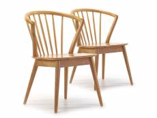 Pack 2 chaises mura, couleur chêne, bois massif, 55