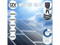 Panneau solaire monocristallin - photovoltaïque, silicium, 50 w, câble avec connecteur mc4, batterie de 12v, set de 2 - module solaire pour camping-ca