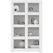 Pegane - Bibliothèque, meuble de rangement à compartiments ouverts coloris blanc mat - Longueur 110 x hauteur 186 x profondeur 42 cm