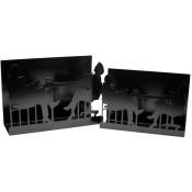 Porte-revues en métal silhouettes 1-2 noir cm35x12h24