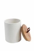 Pot en céramique blanc avec couvercle en bambou Ivain