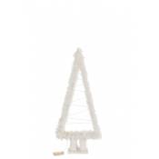 Sapin de noël décoratif en bois blanc 30x10x72 cm